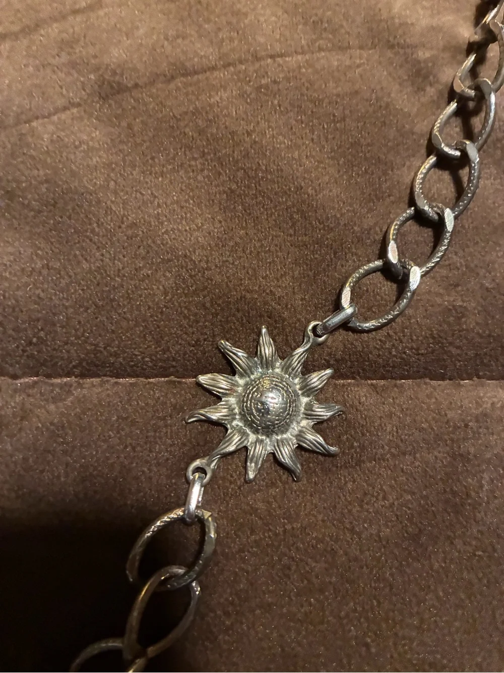 Silver Sunburst Flower Chain Belt